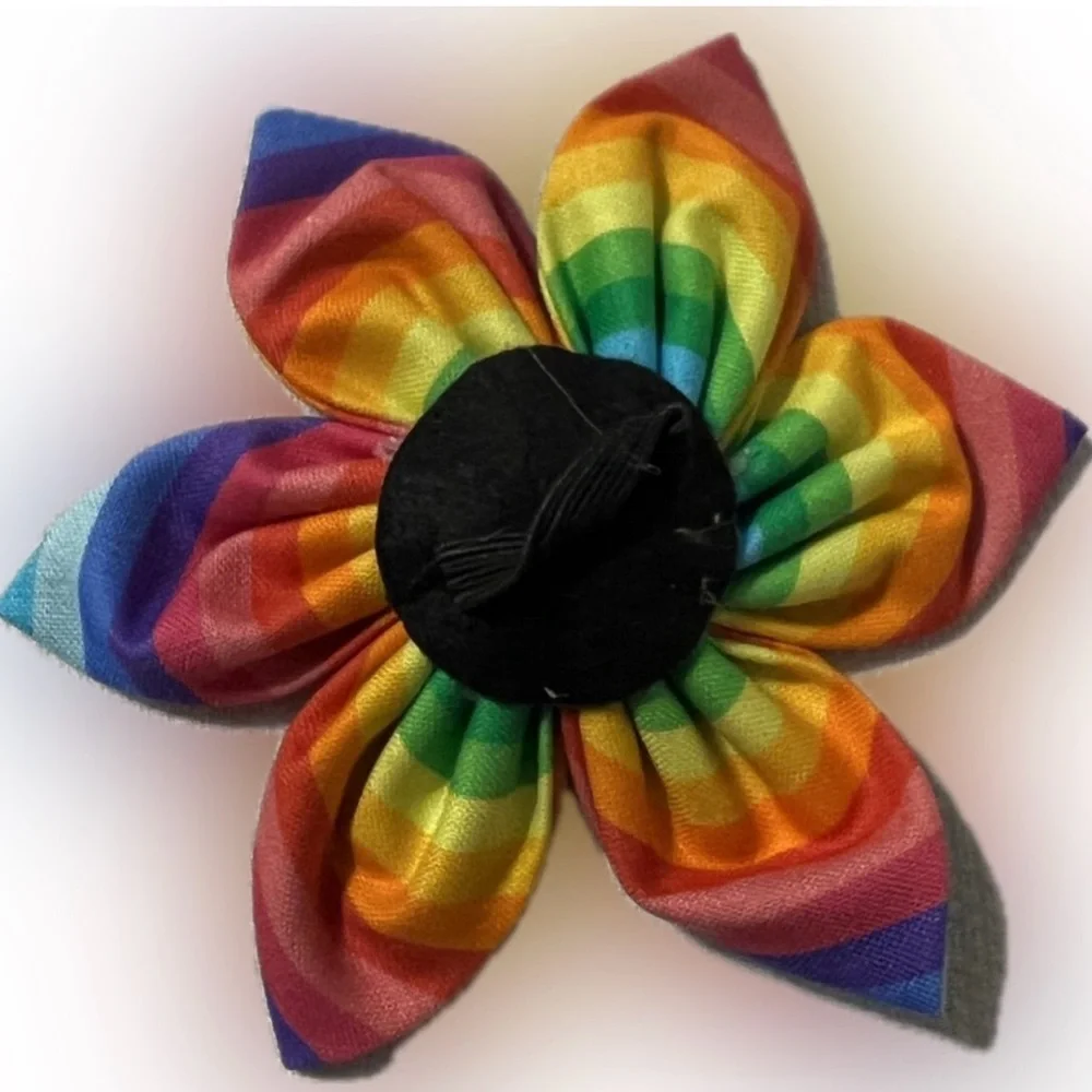 🔴New Dog Collar Rainbow Removable Flower Adjustable 10” to 16” Pet Animal